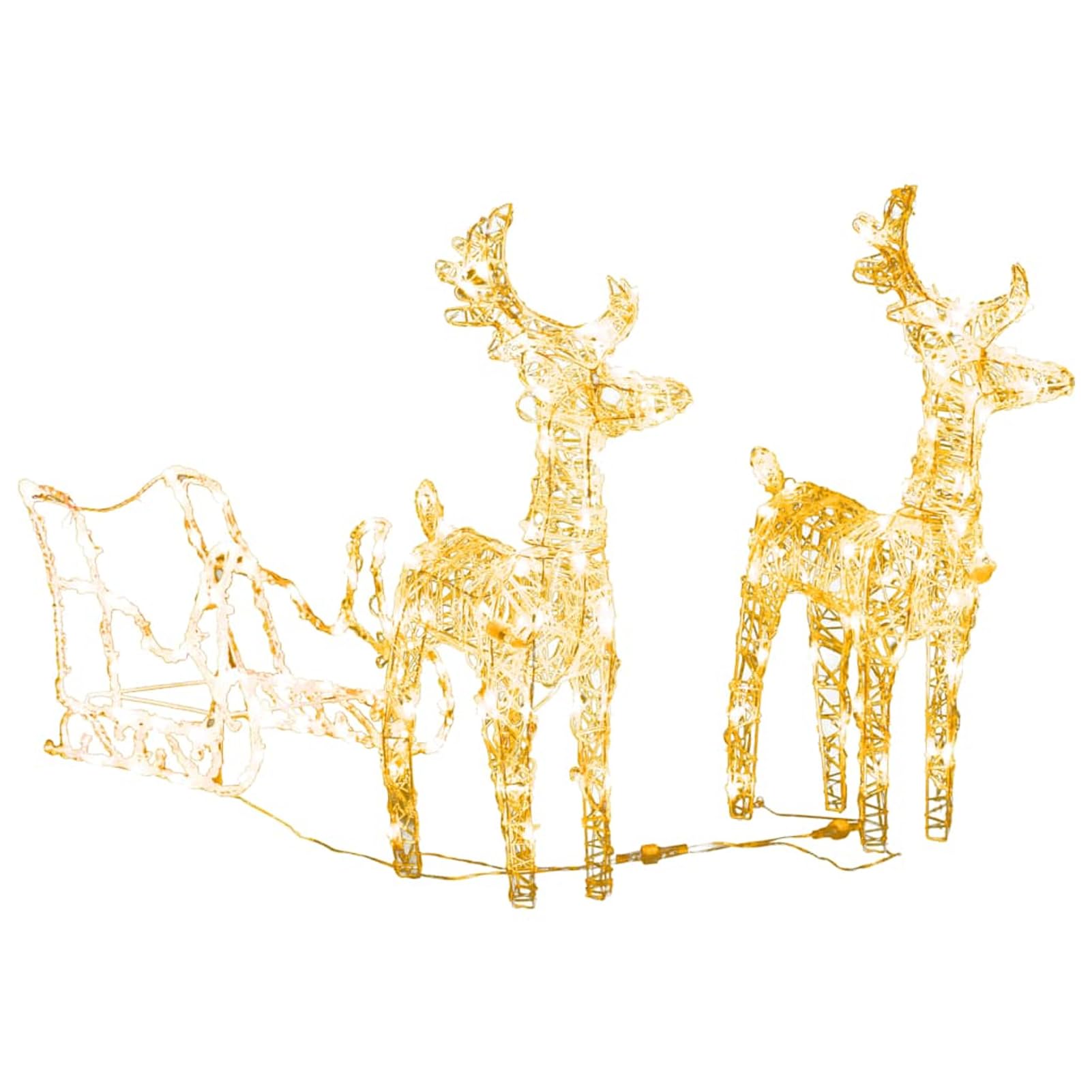 Weihnachtsdeko LED Rentier & Schlitten - Warmweiß, Acryl/PVC, 130 cm, Innen/Außen Weihnachtsdekorationen im Freien 328514
