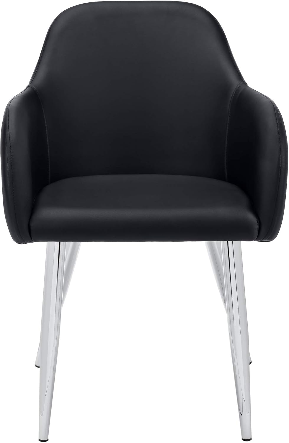 Black Faux Leather Upholstered Side Chair with Metal Legs