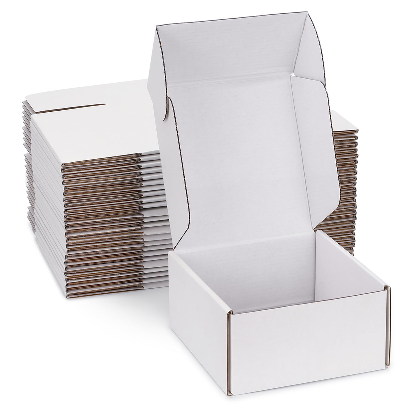 Yidomto Shipping Boxes, 25x White Corrugated Cardboard Boxes (6x6x4 inch) - Packing Supplies, Gift Boxes, Mailing Boxes — image 1
