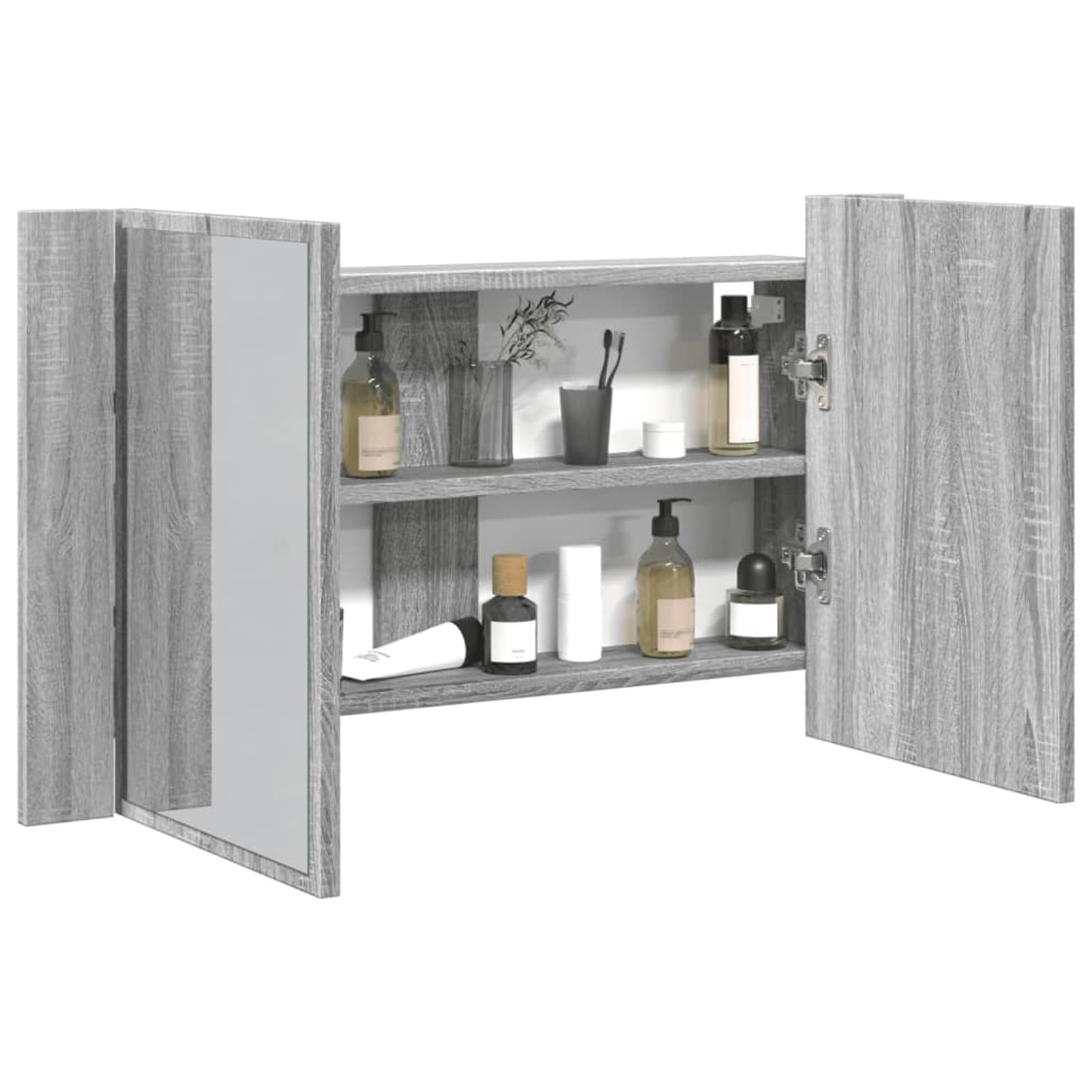 Xichuzi Armario Espejo de baño con luzacrílico Gris 80x12x45 cm, Armario De Baño, Mueble Baño Colgar, Armario Pared Baño, Mueble De Baño, Gabinete De Baño - 834952