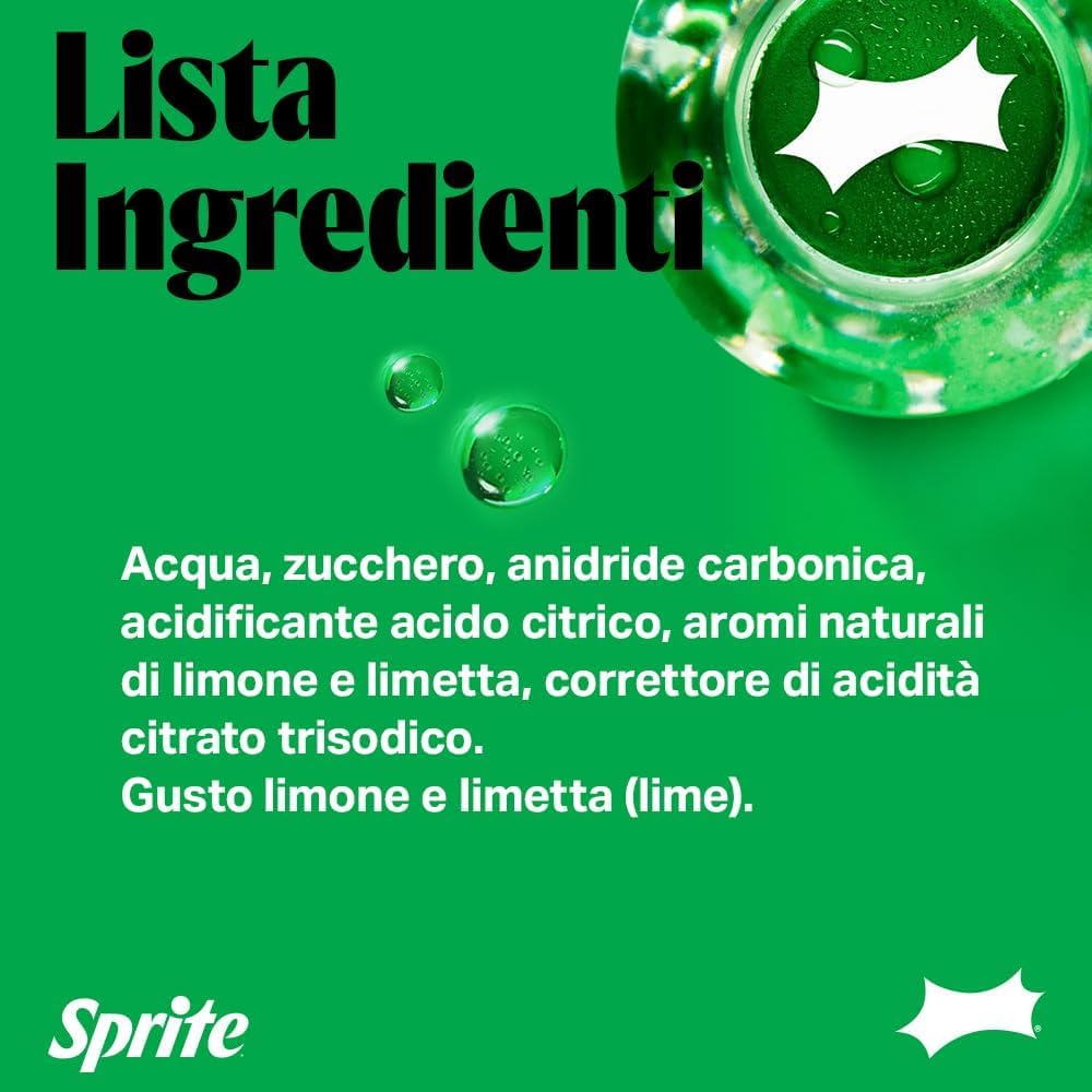 Italian Gourmet Sprite Bevanda limone-lime Limonade 72 x 330ml Dosen Vorrat | Gusto agrumi, zuckerarm und alkoholfrei; spritzig gekühlt servieren, Gesamtnettogewicht 23,76 L + Kostenlos Polpa 400g
