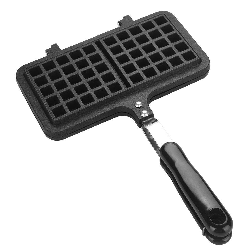 CREDSY Aluminum Dual Head Waffle Baking Pan with Long Handle, Double Side Non-Stick Stovetop Waffle Maker, Press Plater Pan, Stovetop Waffle Maker Mold-image-48