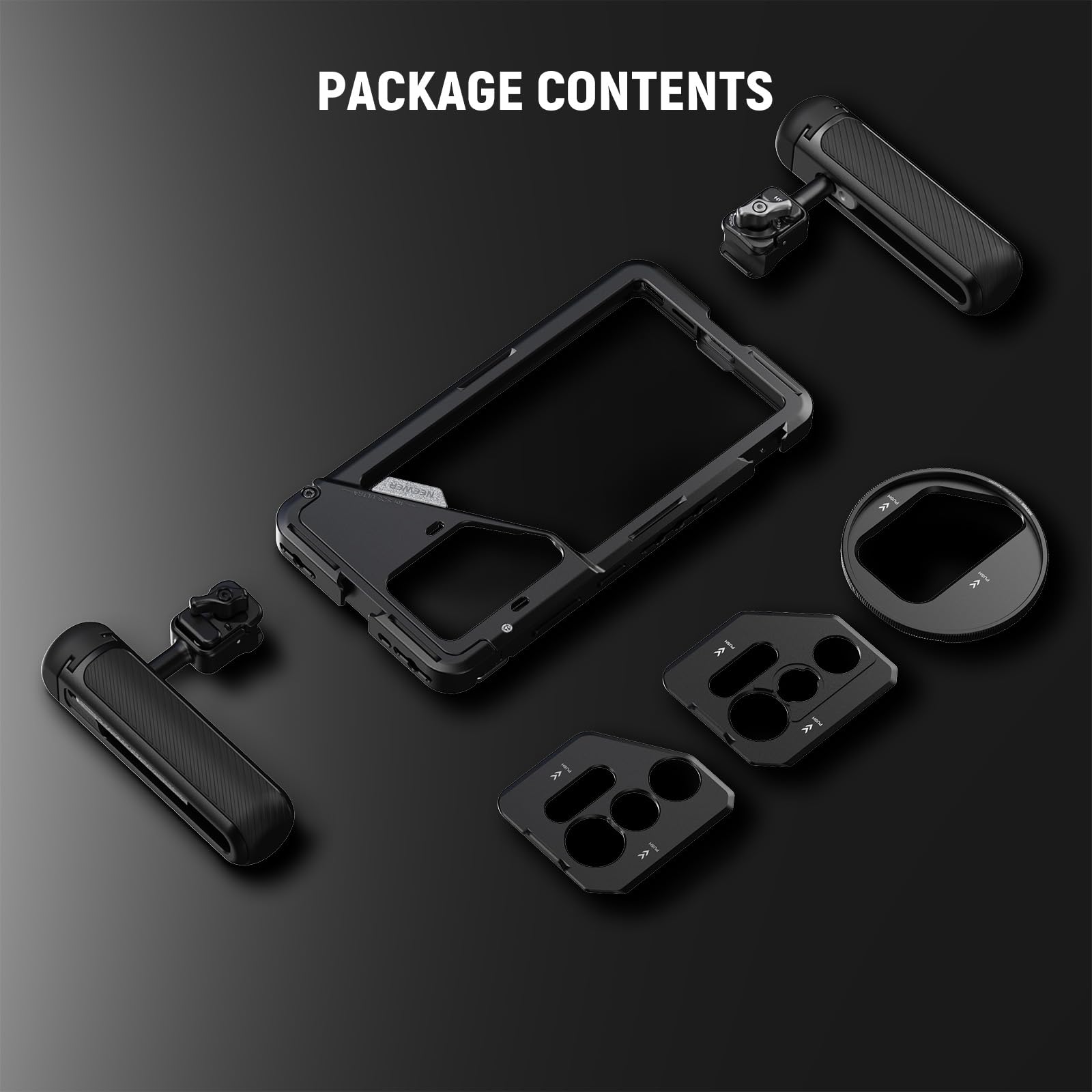 NEEWER Support de Téléphone Portable PA082 S25 Ultra avec 2 poignées, Adaptateur de Filtre 67mm,Plaque arrière d'objectif 17mm, Adaptateur de Monture en T, Compatible avec Samsung Galaxy S25 Ultra