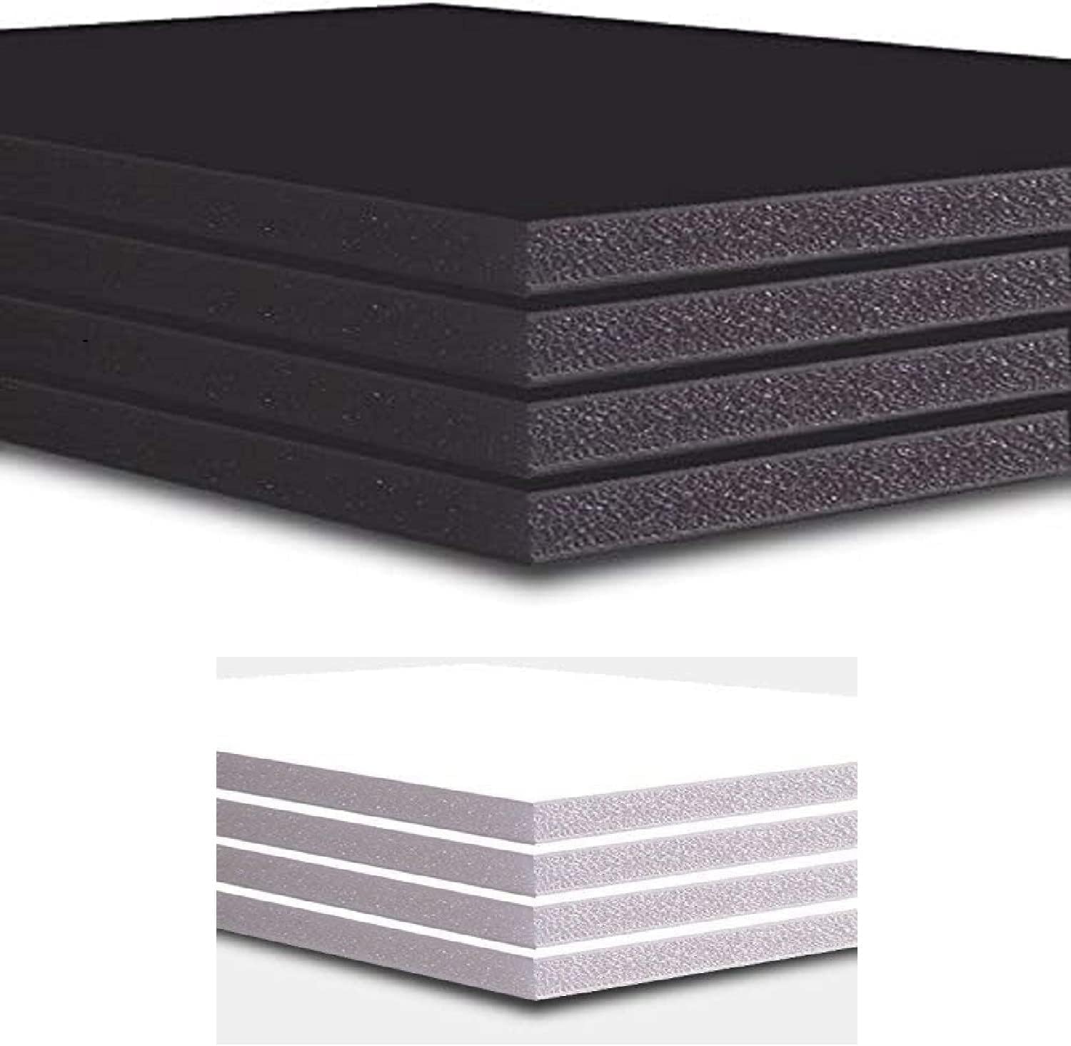 PROTECTAFILE 10X Foam Board - A0 A1 A2 A3 A4 A5 A6,SRA1 Foam Board - Black & White (Pack of 5 Black & Pack of 5 White) 5mm Thick-Foam Core Polystyrene - for Presentation, Mounting, Arts
