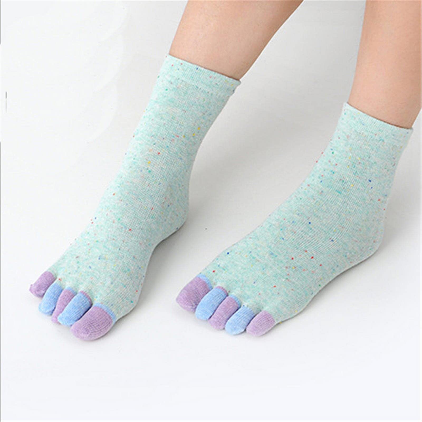 MOGSA Calcetines para mujer, 5 unidades, para primavera, otoño, cinco dedos, calcetines de tubo de algodón, calcetines coloridos para mujer, calcetines de 5 dedos
