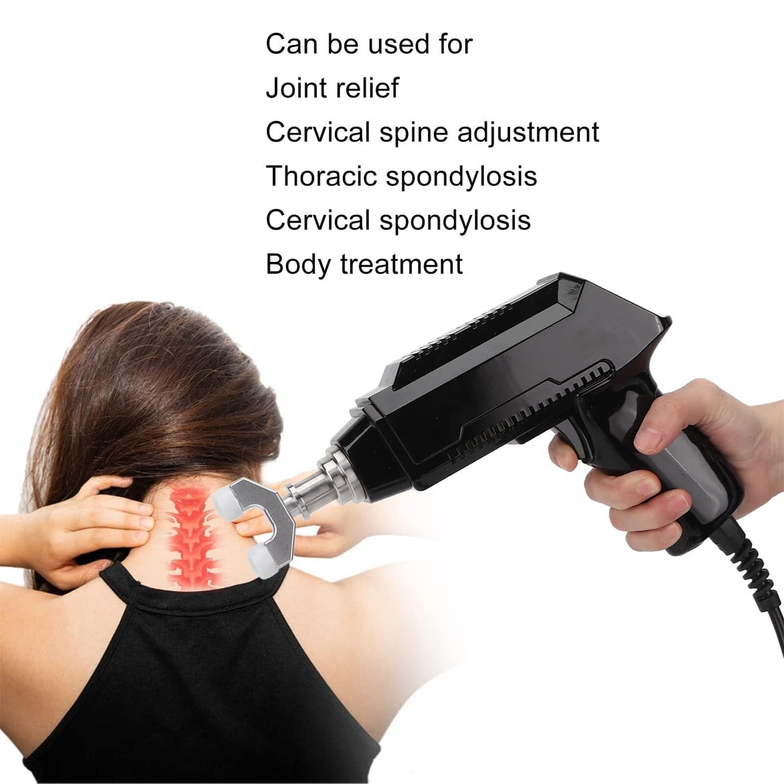 Pistola de corrección de masaje de columna vertebral, herramienta de ajuste quiropráctico eléctrico, herramienta de terapia de alivio del dolor de fuerza de 9 engranajes for alivio de articulaciones,