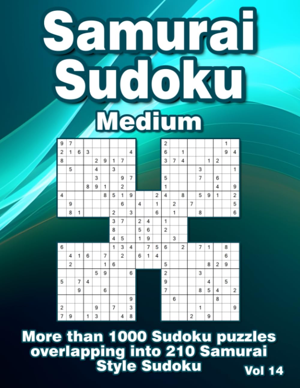 Medium Samurai Sudoku: Samurai Style Puzzle Book for Adults with 210 Variations