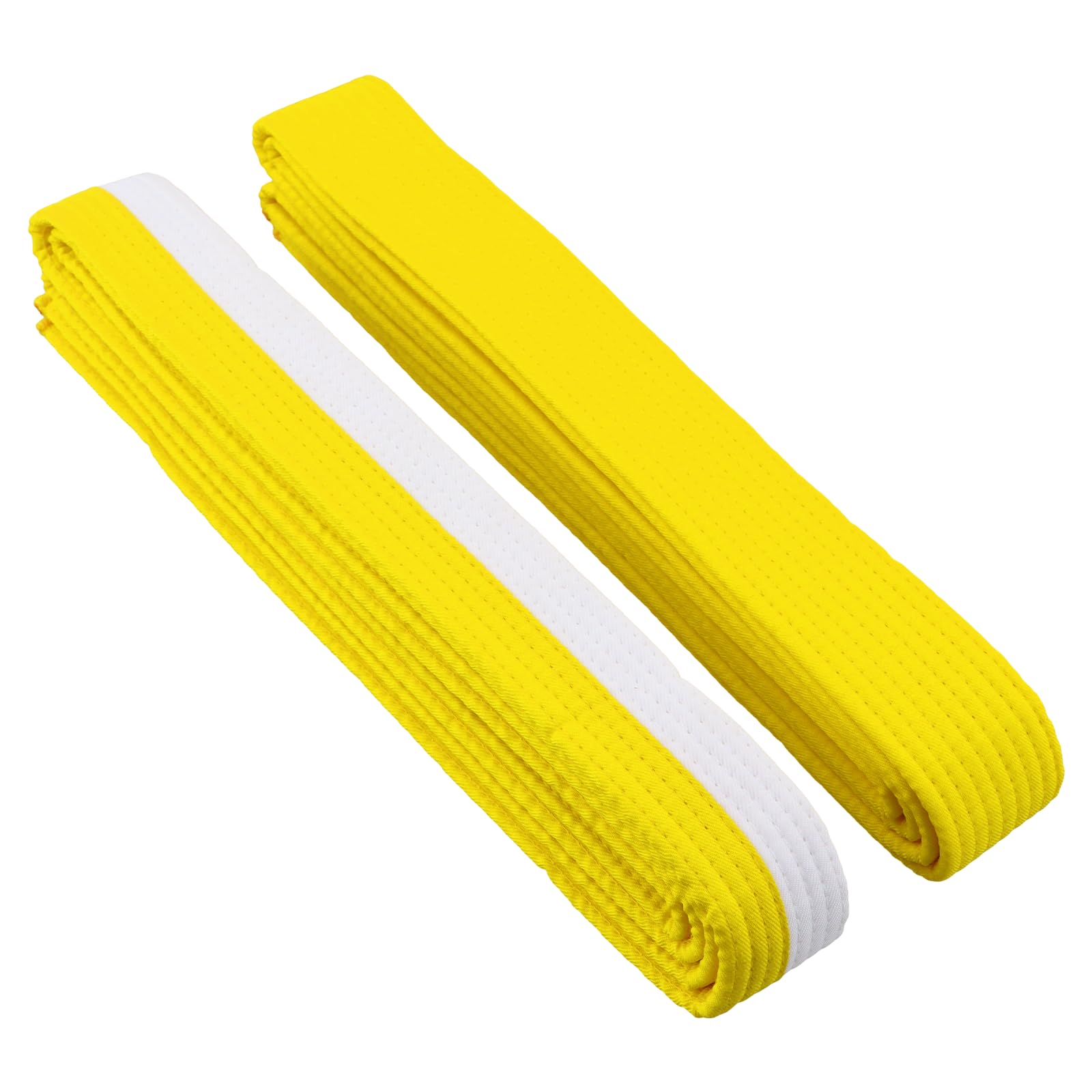 Pasek Judo Karate Belt, pasek judo biały żółty, pasek taekwondo żółty, pasek do sportów walki dla dzieci, 260 cm, szerokość 4 cm, sztuka walki karate judo bawełna taekwondo pasek budo