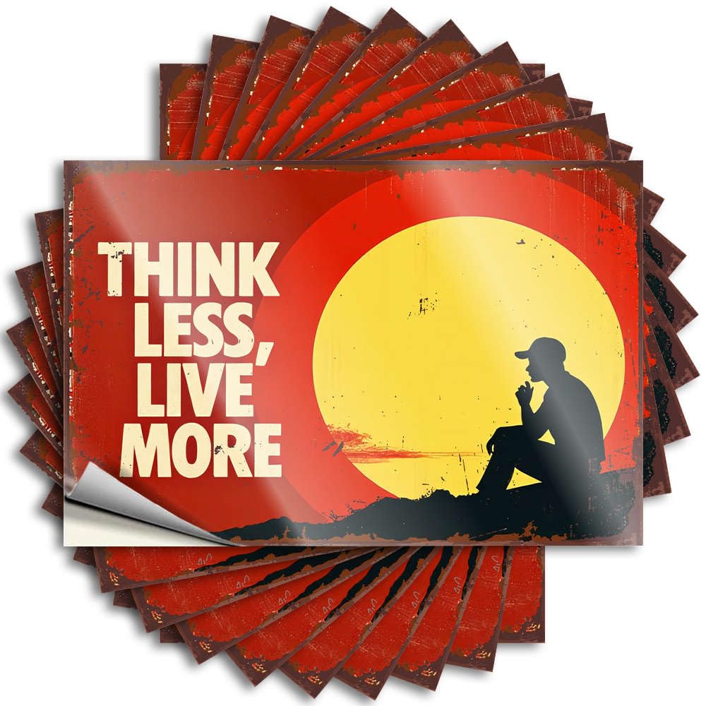 Decal Stuff for Men Easy Apply | Think Less, Live More Funky Wall Peel and Stick(6X9CM)