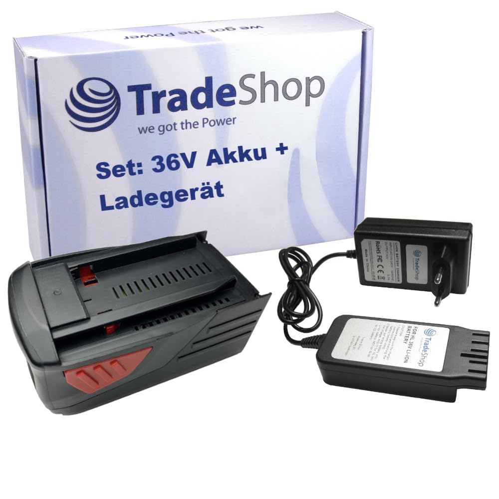 Trade-Shop Zestaw 2 w 1: akumulator litowo-jonowy 36 V / 3000 mAh + ładowarka kompatybilna z Hilti TE6A, TE7A, TE6, TE7, TE300, TE60, TE6-A Li, TE 60-A36, TE6-A36