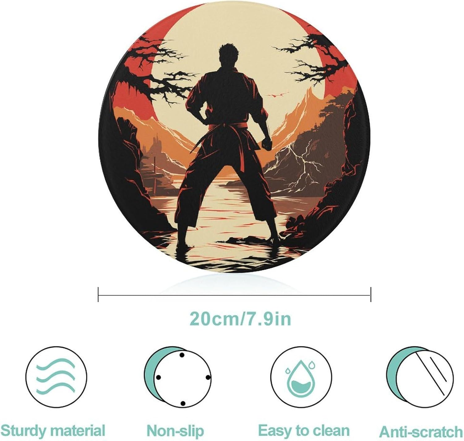 Karate Men Tempered Glass Cutting Boards for Kitchen image 2