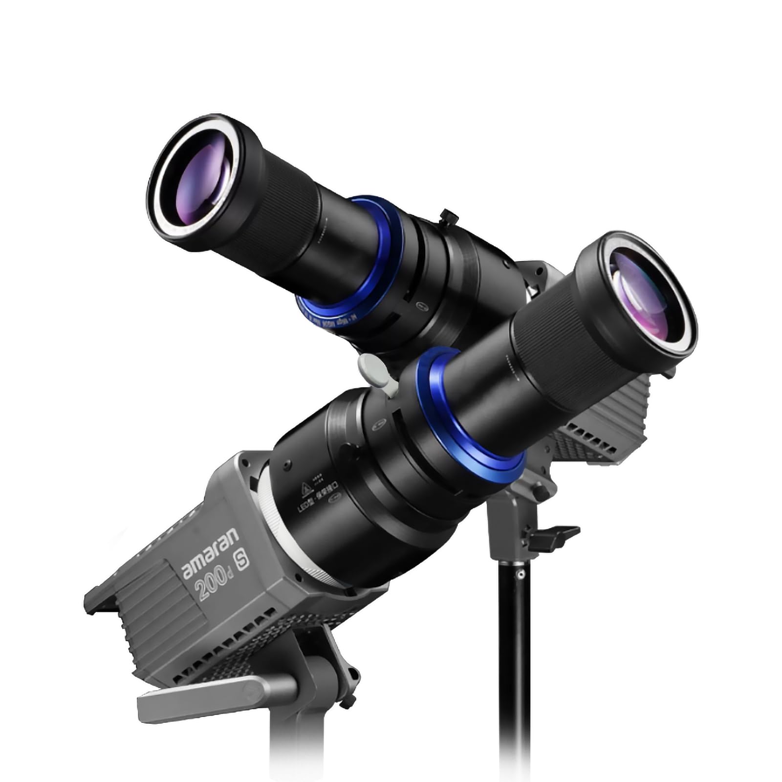 Proiettore Gobo con Snoot Spotlight con Attacco Bowens - Compatibile con Aputure Amaran 60d, Amaran 100X/D 200D/X, 150c/300c, 600x Pro, Storm 400x, Godox SL60, ecc. 5 Filtri Colorati, 30 Gobo