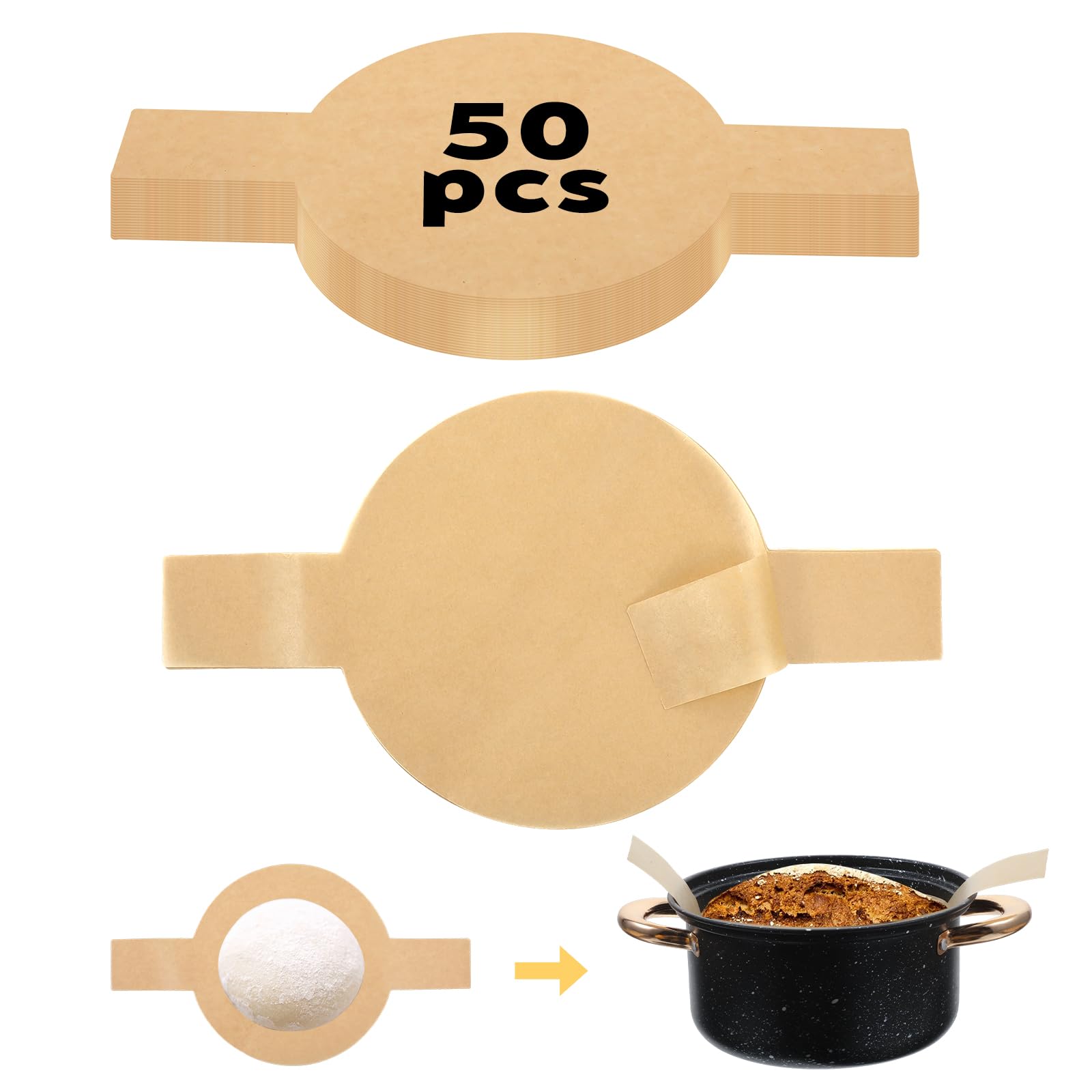 – Ouligay 50 PCS Sourdough Sling Parchment Paper for Sourdough Baking Bread Sling for Dutch Oven 7.87 in Round Parchment Paper with Long Handles for Air Fryer, Easy Dough Transfer Non-Stick