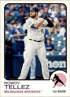 2022 Topps Heritage #56 Rowdy Tellez Milwaukee Brewers Official MLB Baseball Card in Raw (NM or Better) Condition