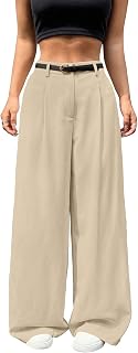Shasmi Women’s Pleated High Waist Wide Leg Pants – Elegant Loose Fit Black Trousers with Pockets, Casual & Office Wear Str... Price In India