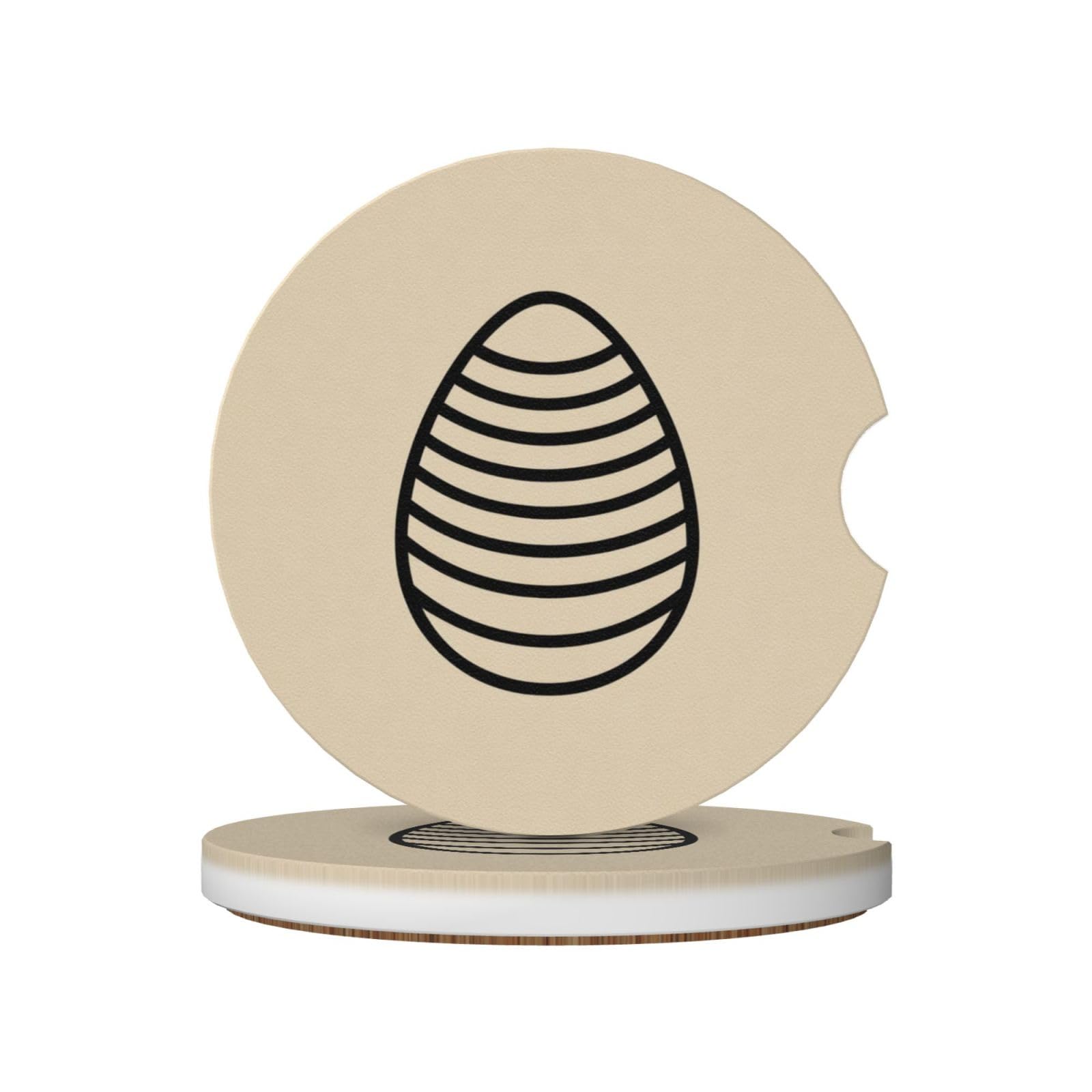 Simple andist Egg Ceramic Coasters,2pcs