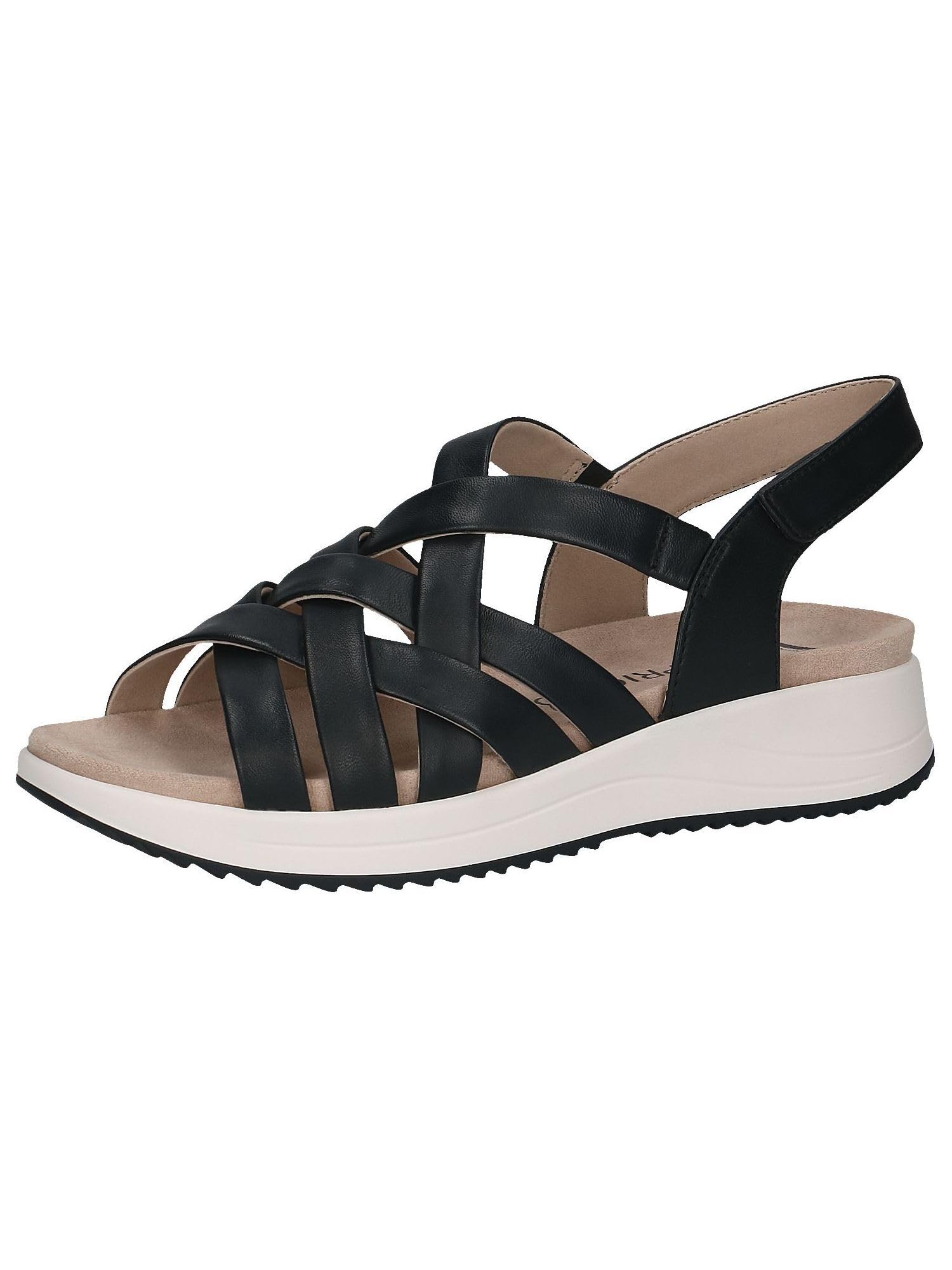 CAPRICE Women Sandals flat Leather Comfortable, Blue (Ocean Nappa), 7.5 UK