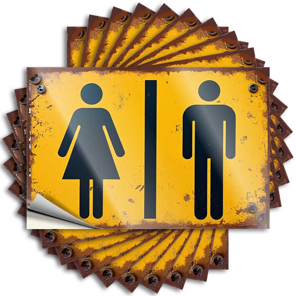 Gender Symbols On Rustic Signage Funny Sticker Backyard Accessories Self Adhesive | Tall Hard Vinyl Sticker Pack for Math(8X12CM)