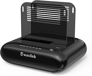 Wavlink Dual Bay External Hard Drive Docking Station, USB 3.0 to SATA I/II/III for 2.5 or 3.5in HDD, SSD with Fixed Bezel, Support Offline Clone Function, UASP 6Gbps [ 2x16TB Support]-Upgraded