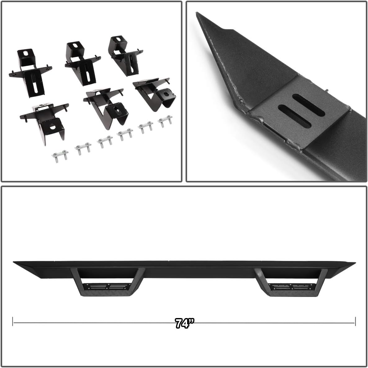 Auto Dynasty 3 Inches Running Boards Drop Down Style Side Step Nerf Bar Compatible with 2018-2024 Jeep Wrangler Unlimited, Steel, Black Powdercoated