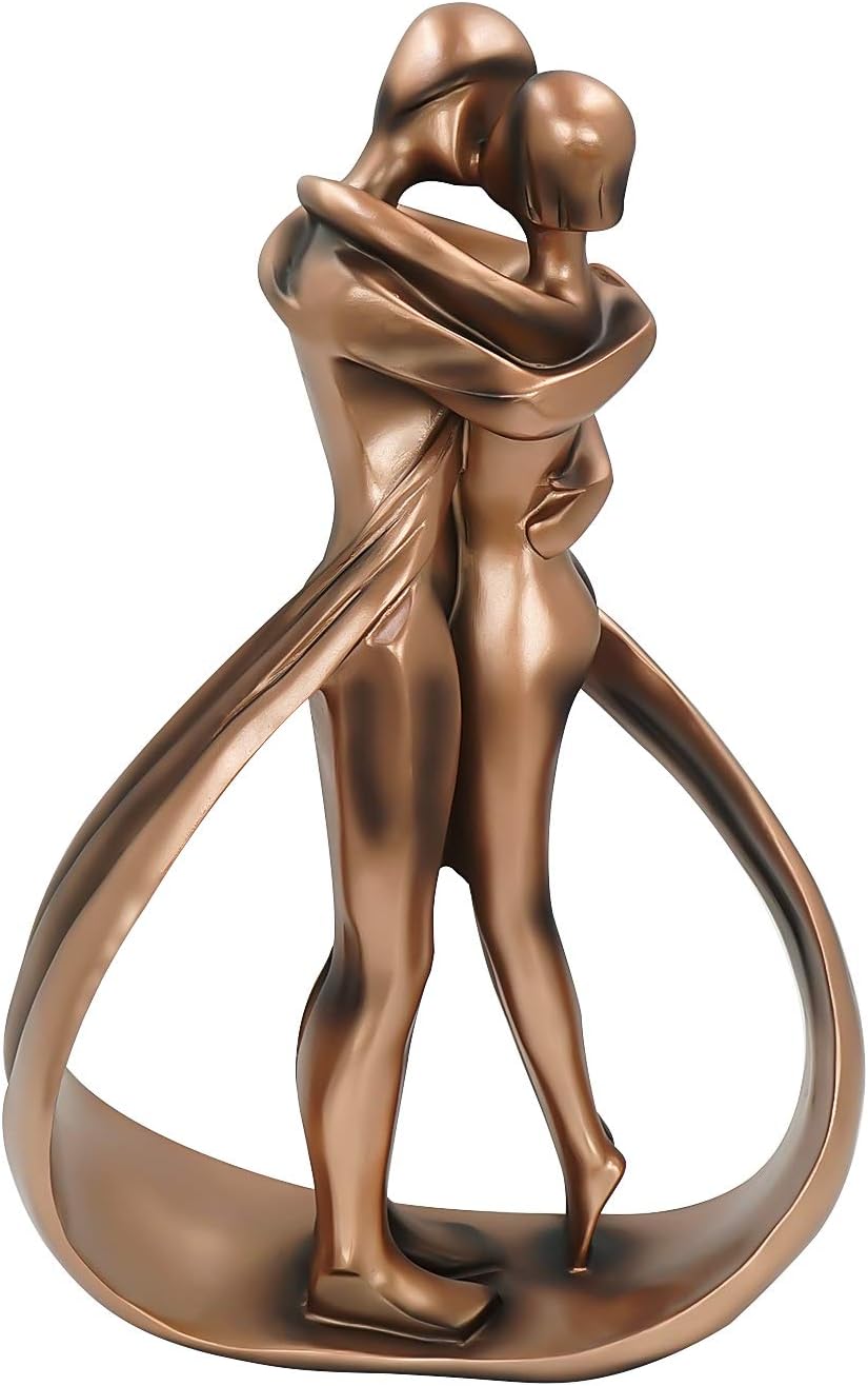 Aoneky Wedding Anniversary Couple Figurines - Romantic Sculpture for Valentine's Christmas Day - Copper Ornaments for The Home Living Room for Women Men