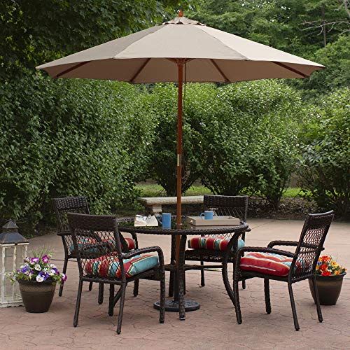 Northlight 9ft Outdoor Patio Market Umbrella with Wooden Pole, Tan