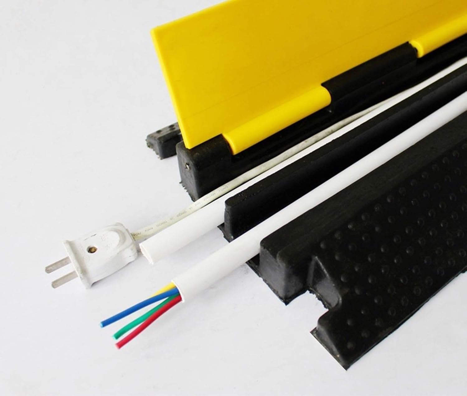 Outdoor Wire Protection Slot, Floor Cover Board Cable Safety Cover Suitable for Offices, Outdoor Festivals, Etc.(Size:100254.5CM,Color:Black)