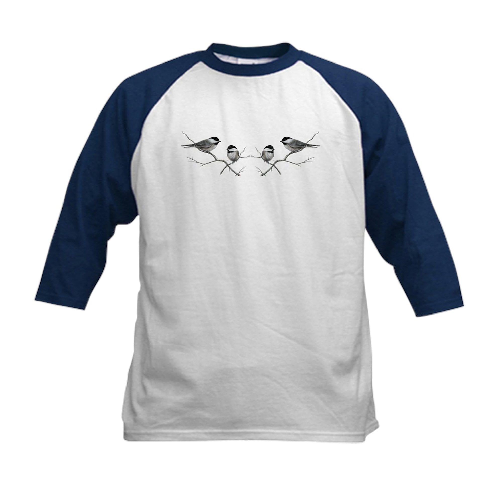 CafePress Chickadee Song Bird Baseball Jersey Kids Cotton Baseball Jersey, 3/4 Raglan Sleeve Shirt Navy/White