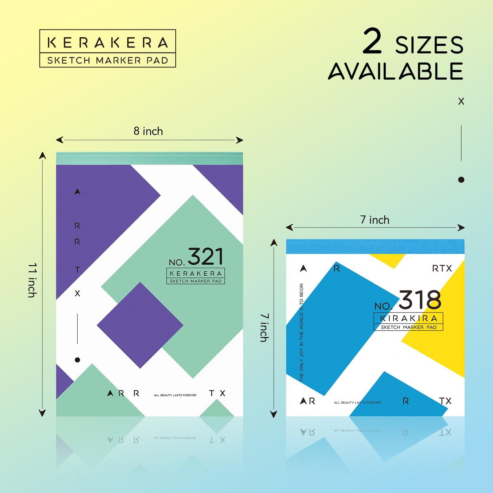 Arrtx Art Marker Pad 2 Pack,7X 7 inch,56 Sheets,18LB/70GSM,Glue-Bound,Bleedproof, Portable Square Sketchbook Paper Pad for Alcohol,Acrylic Markers Drawing