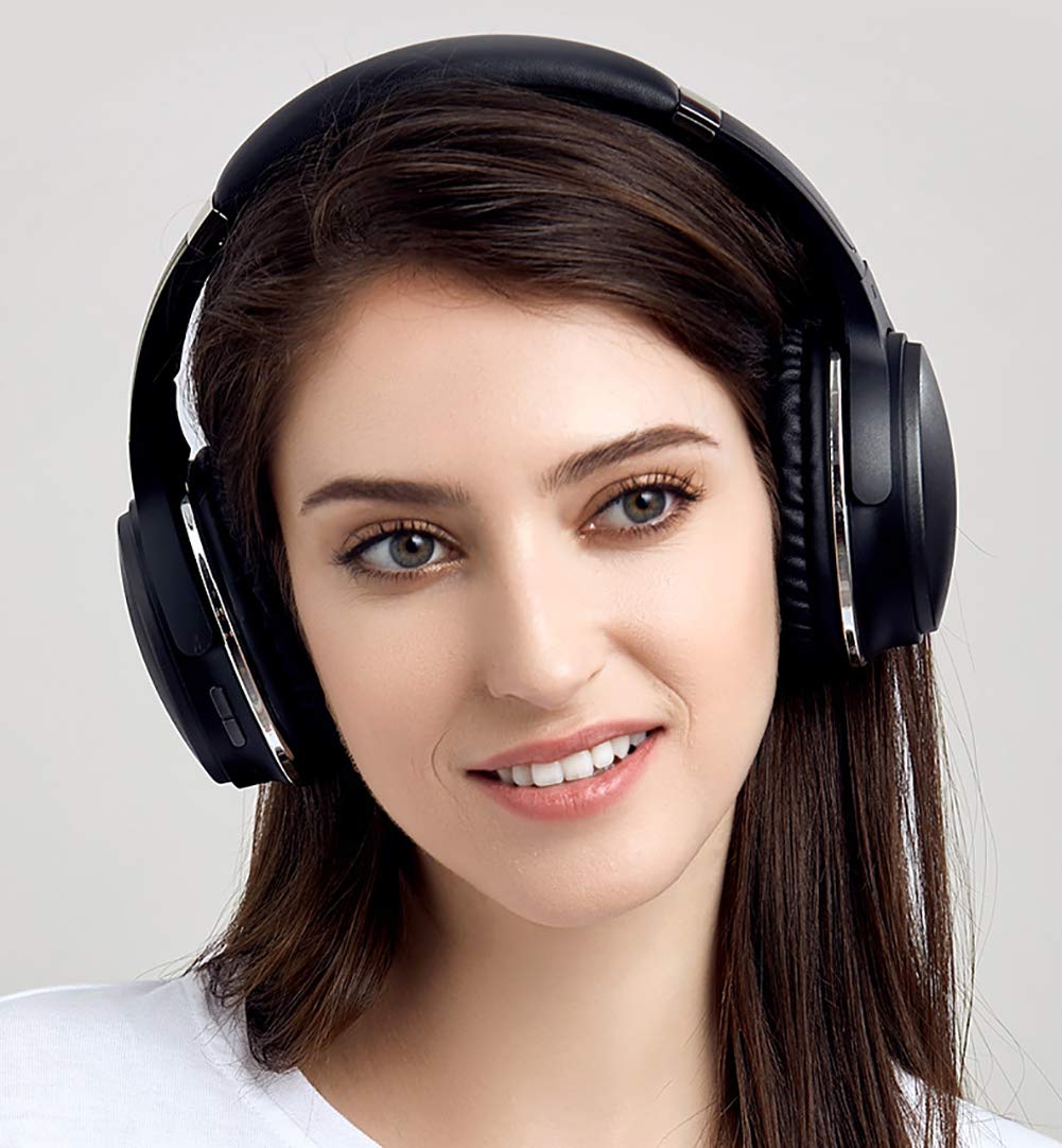 Music Wireless zestaw słuchawkowy Bluetooth, składany zestaw słuchawkowy USB / 3,5 mm wpuszczany zestaw słuchawkowy PC Mobile Call Center Online gniazdo kart TV (czarne ulepszenie)