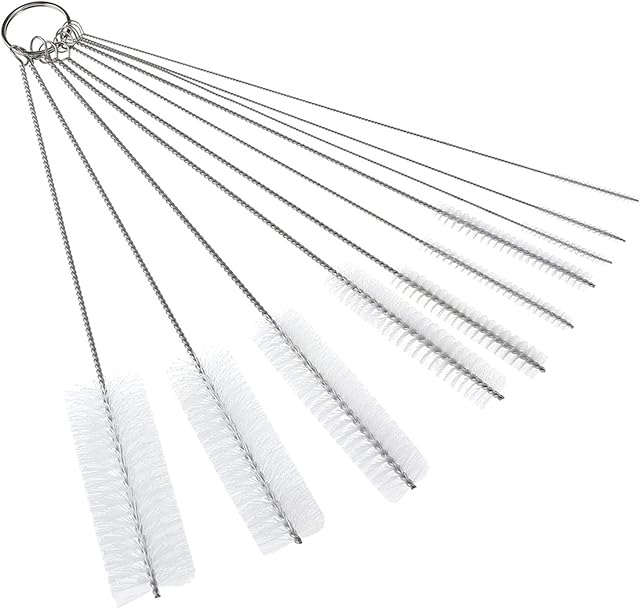 Bottle Brush Small Nylon Pipe Cleaner Brushes Suitable for cleaning narrow areas Set for Bottle Glasses Straw Plug Holes Cleaning,Coffee Machine Cleaning Brush (White)