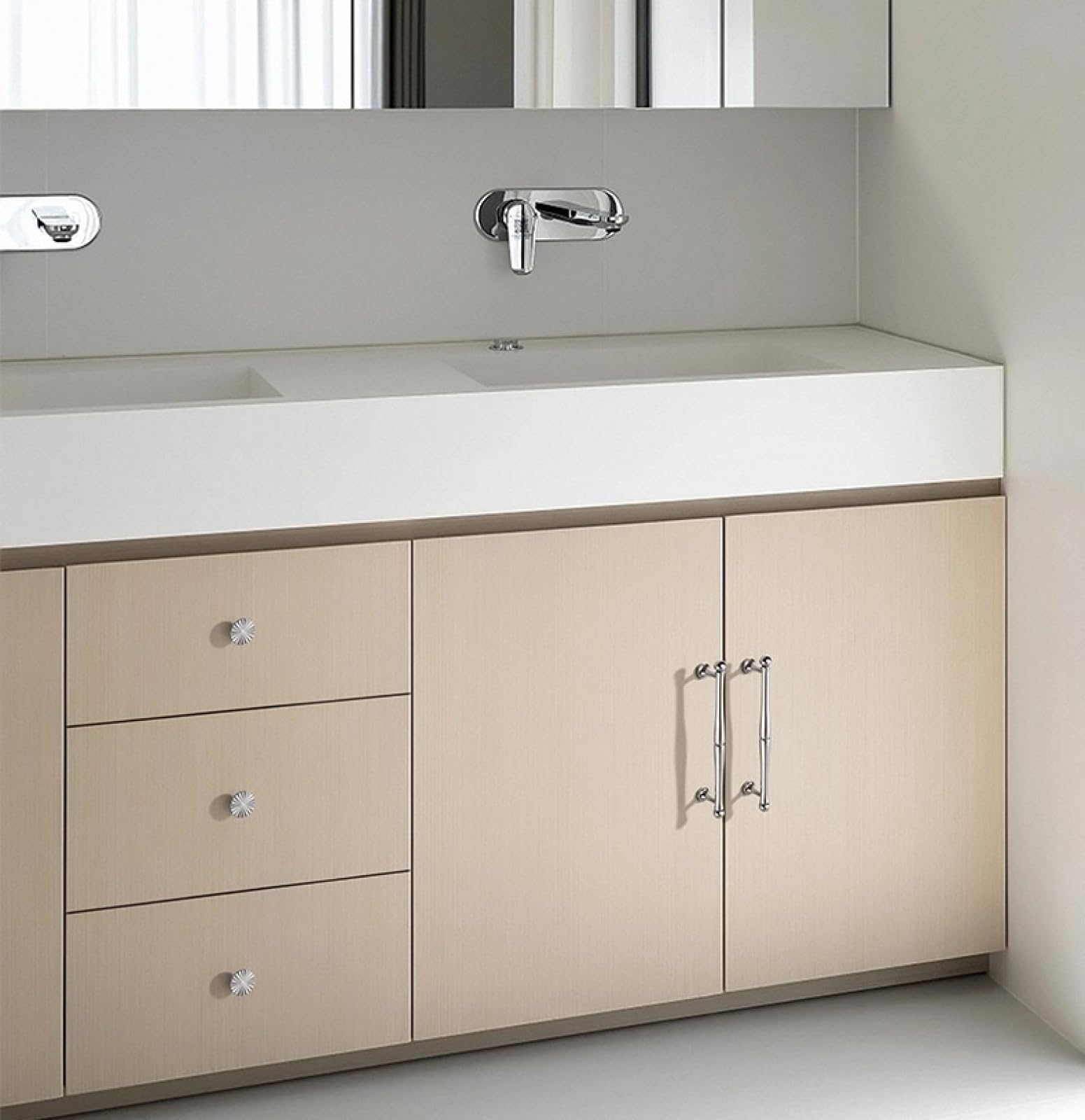 Pomos para Armario Modernos Pomos para Puertas (Paquete de 2): Tirador Plateado Cromado para Armario Tirador Plateado Brillante para Puerta Pomo de Cobre para Puerta de Armario Tipo B Espaciado Entr