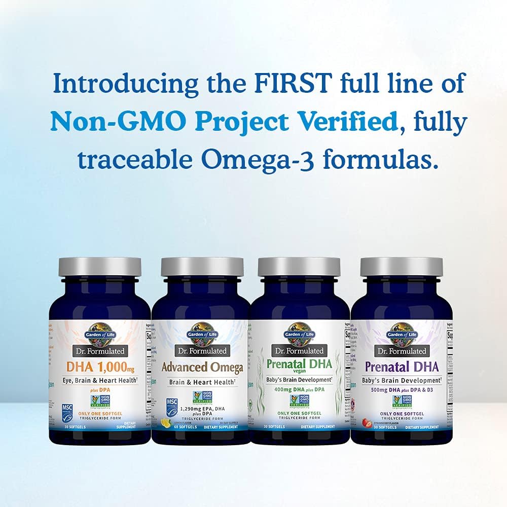 Buy Garden of Life Dr. Formulated Advanced Omega Fish Oil - Lemon, 1,290mg  EPA, DHA + DPA in Triglyceride Form, Single Source Omega 3 Supplement for  Ultimate Brain \u0026 Heart Health, Non-GMO,