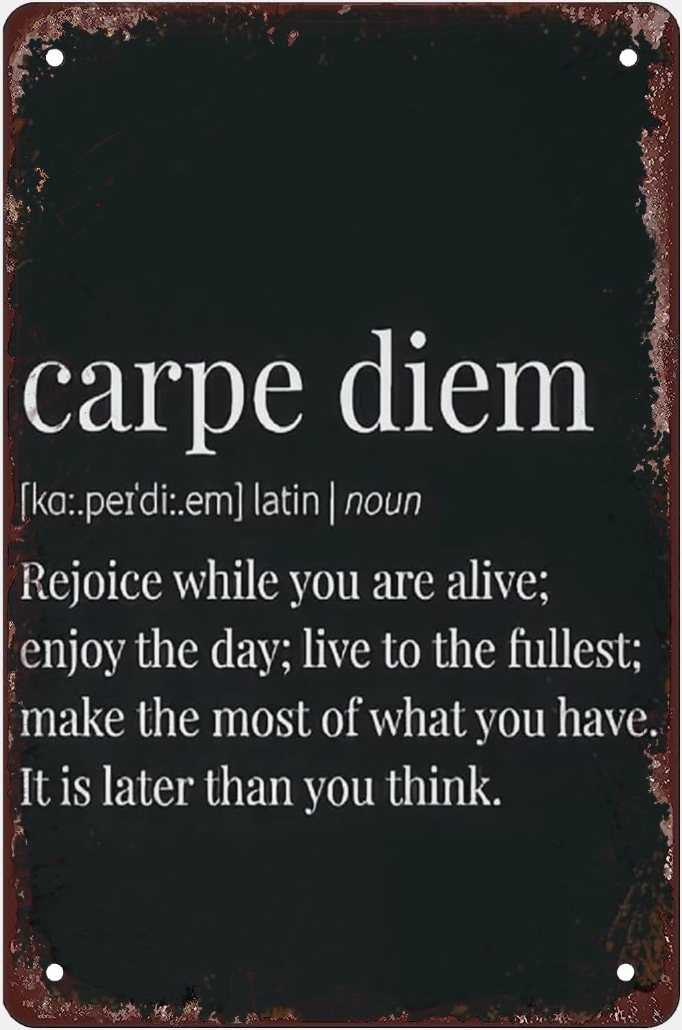 Retro Metal Tin Sign Carpe Diem Print Carpe Diem Definition Vintage Tin Sign Funny Decorations For Bar Pub Cafe Farm Room Office Wall Decor Plaque 8x5.5 Inch