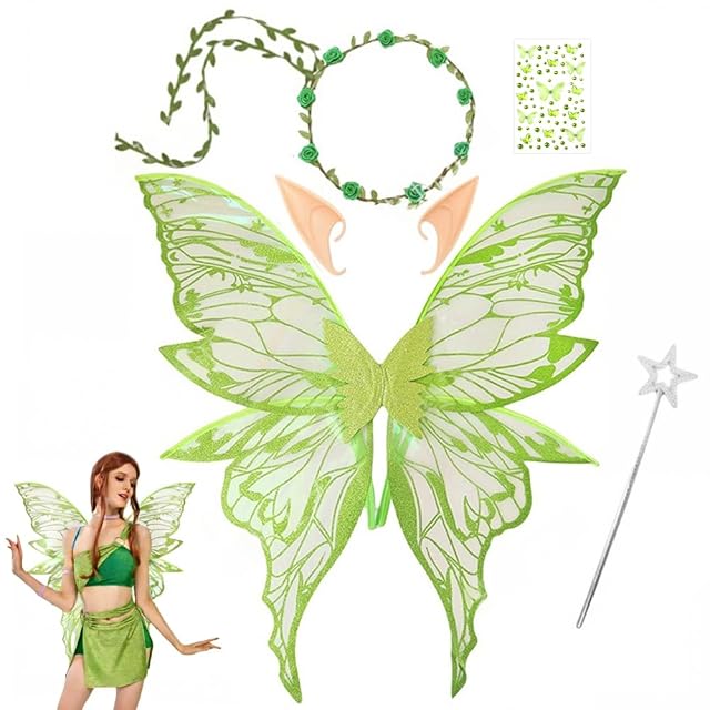 WEFHEF 5PCS Disfraz de Hadas para Mujer Verde