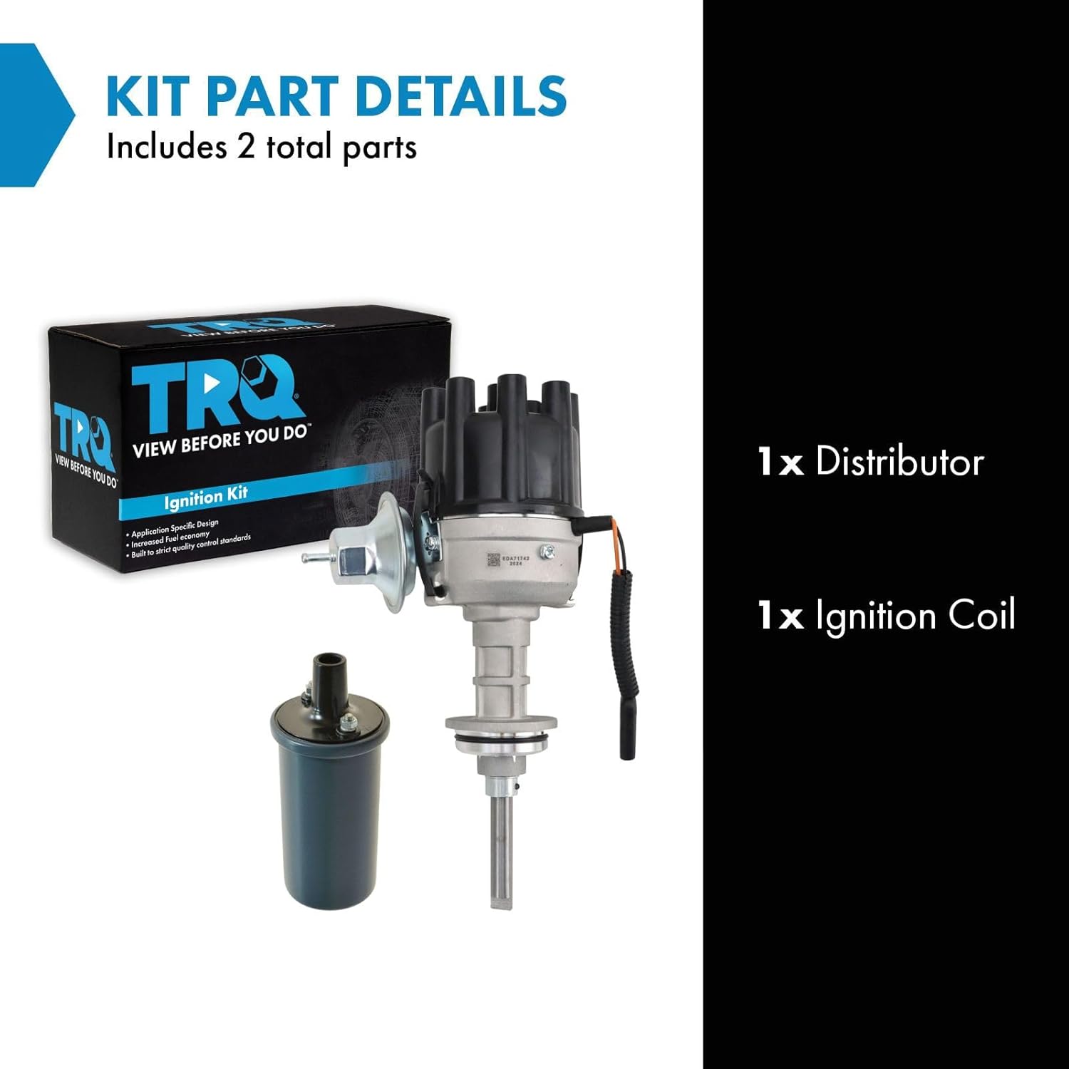 TRQ Ignition Coil Kit 2 Piece Compatible with 1972-1978 Chrysler Newport 1972-1981 Dodge Ramcharger D100 D150 B100 B200 B300 1972-1981 Plymouth Fury Duster Barracuda Trailduster Valiant