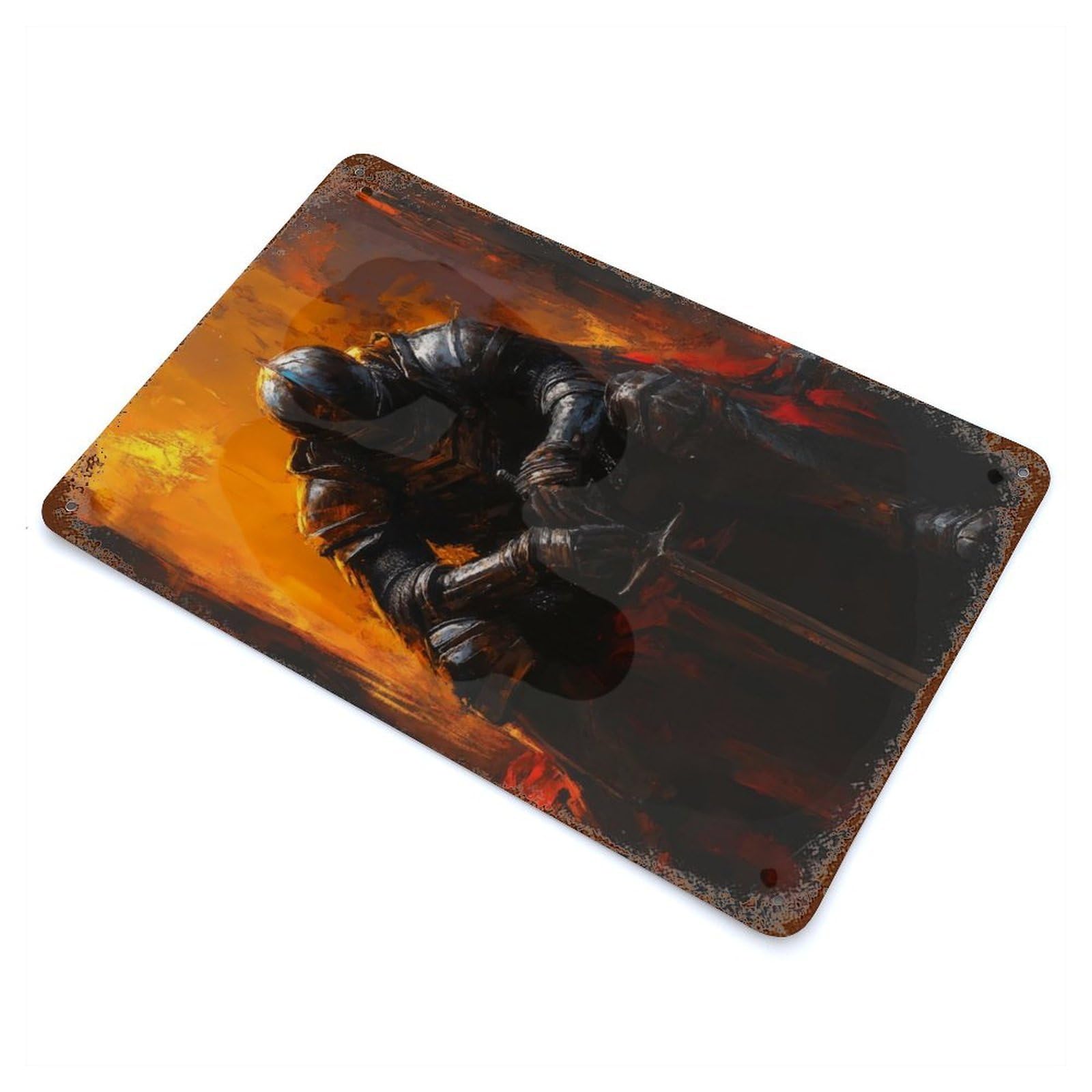 Solitary Sentinel Rustic Tin Plaque 11.8"x7.9", for Living Room, Hallway And Home Decor, Decorative Metal Wall Art
