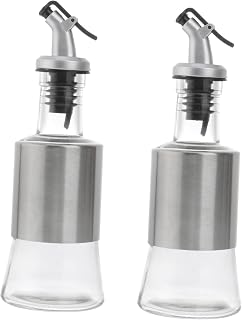 2pcs Transparent Oil Storage Cans Leak Condiment Pots Glass Kitchen Seasoning Bottles Design Sealed Gasket for Home Cooking