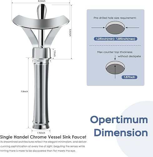 Miniatura 2 de Elegante grifo de fregadero de recipiente cromado, moderno grifo de baño de una sola manija, grifo de lavabo alto de un solo orificio con línea de