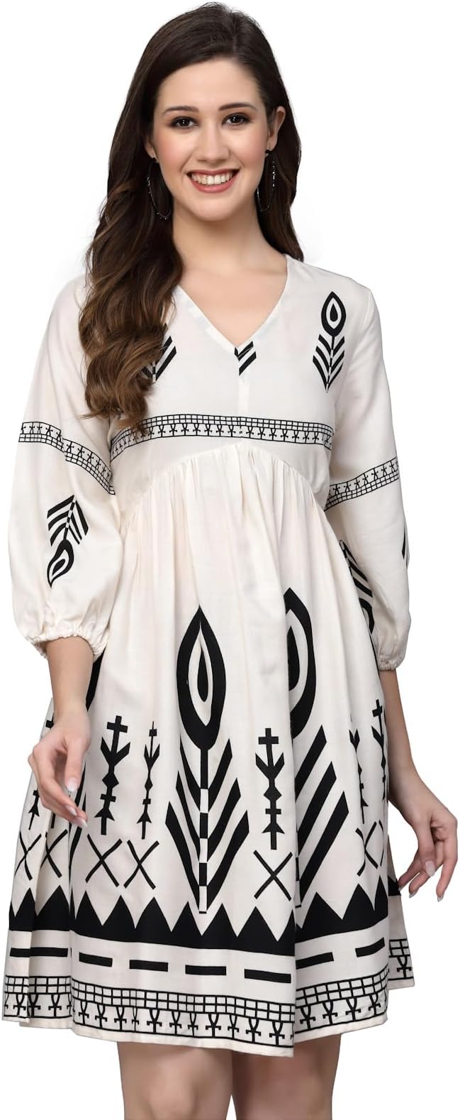 StylumWomen's Rayon Fit and Flare Knee-Length Dress