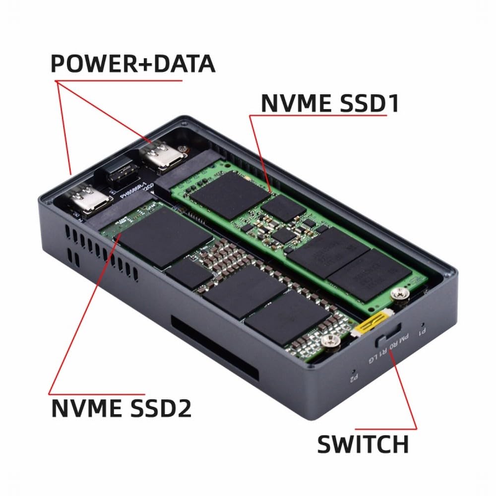 CY USB4.0 20 Gb/s Dual NVME M.2 NGFF M-Key do USB-C Type-C Raid0 Raid1 JBOD duża obudowa z wentylatorem Raid0 Hyper Adapter