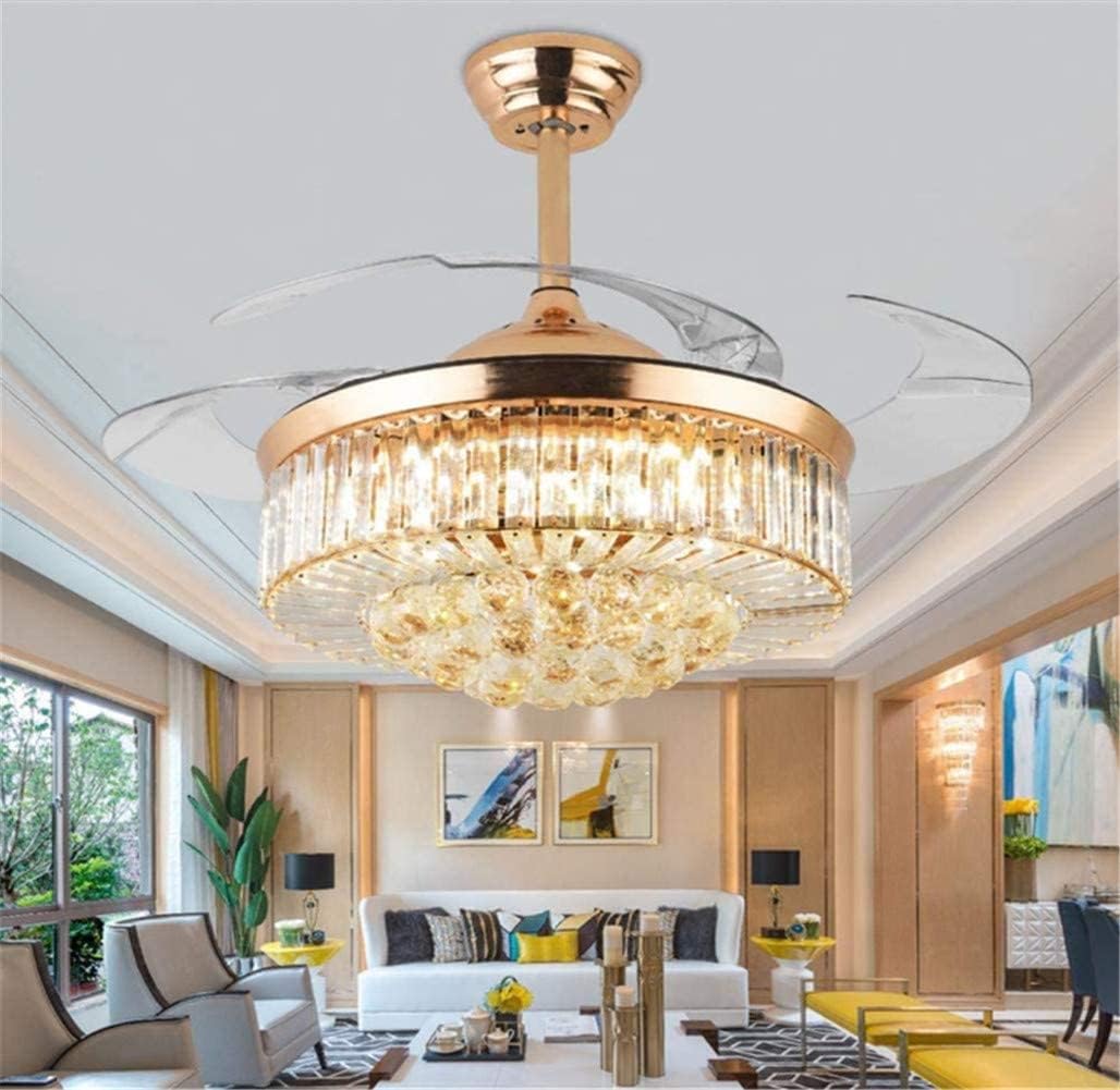 Review Product 42 Inch Luxury Crystal Retractable Ceiling Fan with Light Remote Control ,LED 3 Color Changing Fan Light Silent Invisible Fan Chandelier Lighting (Rose Gold) Free Shipping Over $50 42 Inch Luxury Crystal Retractable Ceiling Fan with Light Remote Control ,LED 3 Color Changing Fan Light Silent Invisible Fan Chandelier Lighting (Rose Gold)