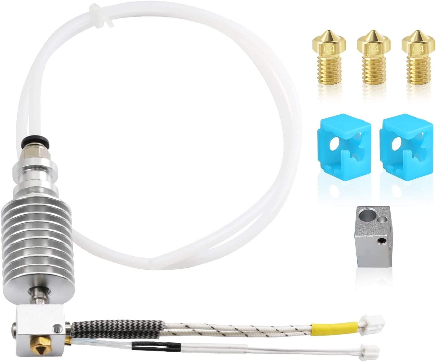 Assembled I3 Mega V5 Upgrade J-Head Hotend 12V40W and 3X 0.4mm Nozzle, 2X Silicone Sock, 1x Heatblock Compatible with 3D Printer ANYCUBIC I3 Mega X/S/Pro 1.75 mm Filament Extruder