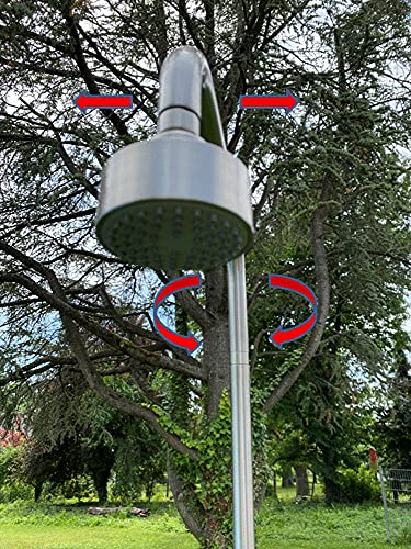 Design Gartendusche Aussendusche Pooldusche Deluxe aus hochwertigem Edelstahl Nickel gebürstet, Kopf schwenkbar