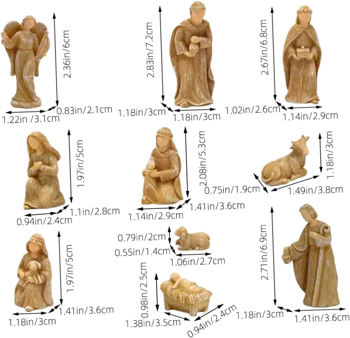 10pcs Small Resin Jesus Nativity Figurines Set Christmas Scene Backdrop Household Religious Decor Desktop Christmas Ornaments