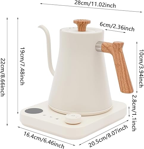Miniatura 4 de Hervidor eléctrico de cuello de cisne, control de temperatura de  1  para verter sobre café y té, tetera eléctrica de 1200 W con pantalla LED y