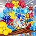 ALL-IN-1 Hedgehog Balloon Arch Kit with BONUS Rings & Starburst Balloons - Red Blue Yellow Balloons Garland for Cartoon Hedgehog Birthday Party Decorations & Party Supplies - Somic Party Decorations S