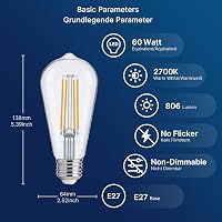 FLSNT E27 LED Vintage Izzó Mozgásérzékelős Automatikus 7W Meleg Fehér 2700K 2db 2