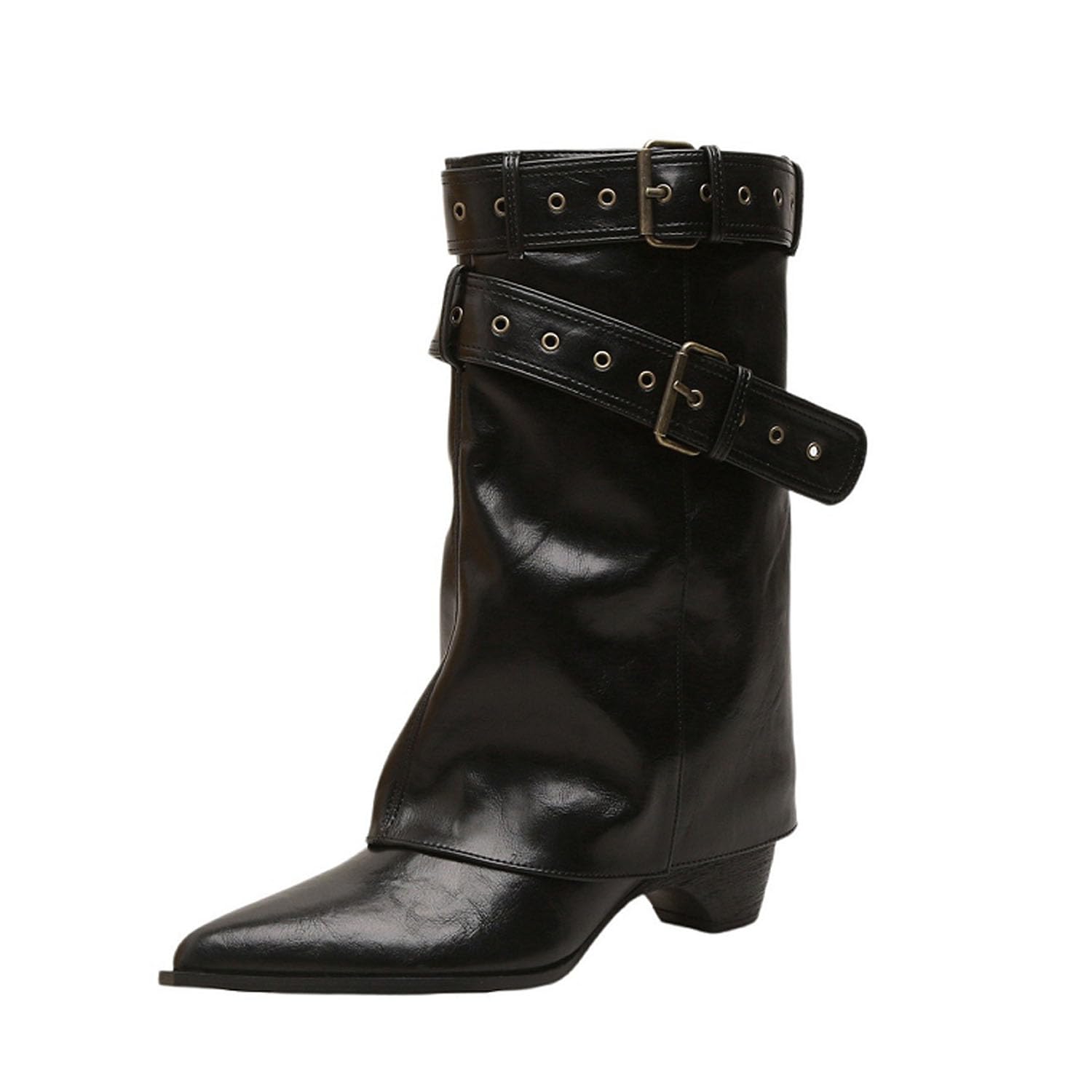 Damen Stiefel Mit Absatz Western Wadenstiefel Echtleder