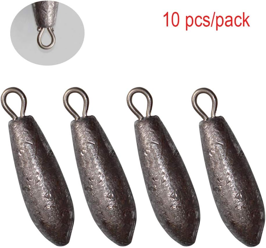 10pcs/Pack Fishing Sinker Weights Bullet Raindrop Shape Lead Fishing Weights with Interlock Snap (12g Raindrop weight-10pcs)